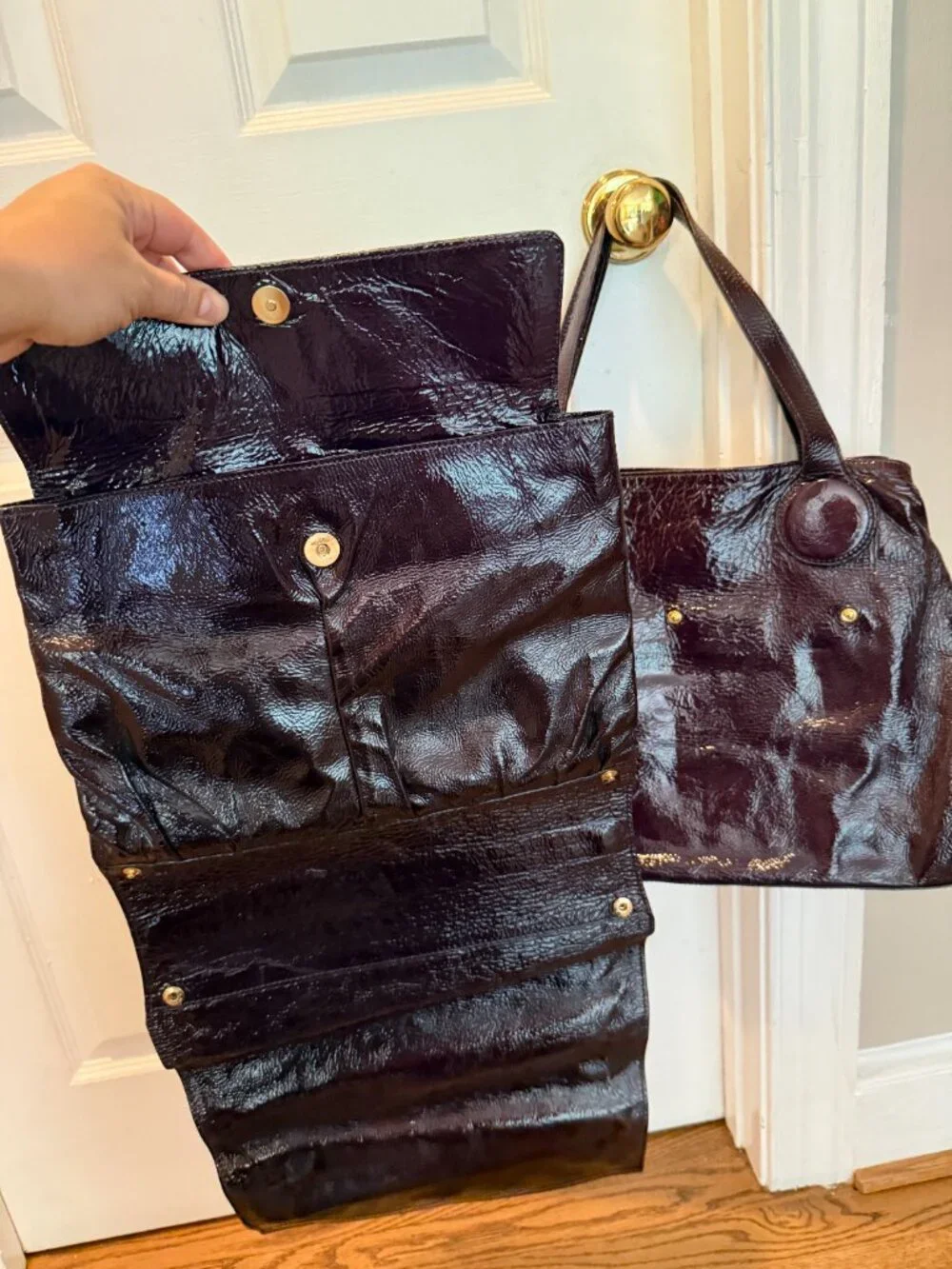 Goldenbleu Italian Plum Patent Leather Bag